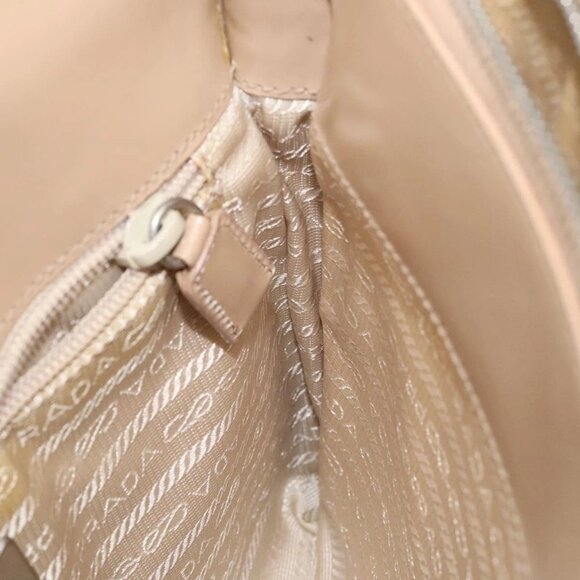 PRADA Shoulder Bag Enamel Beige Silver Auth - Picture 12 of 16
